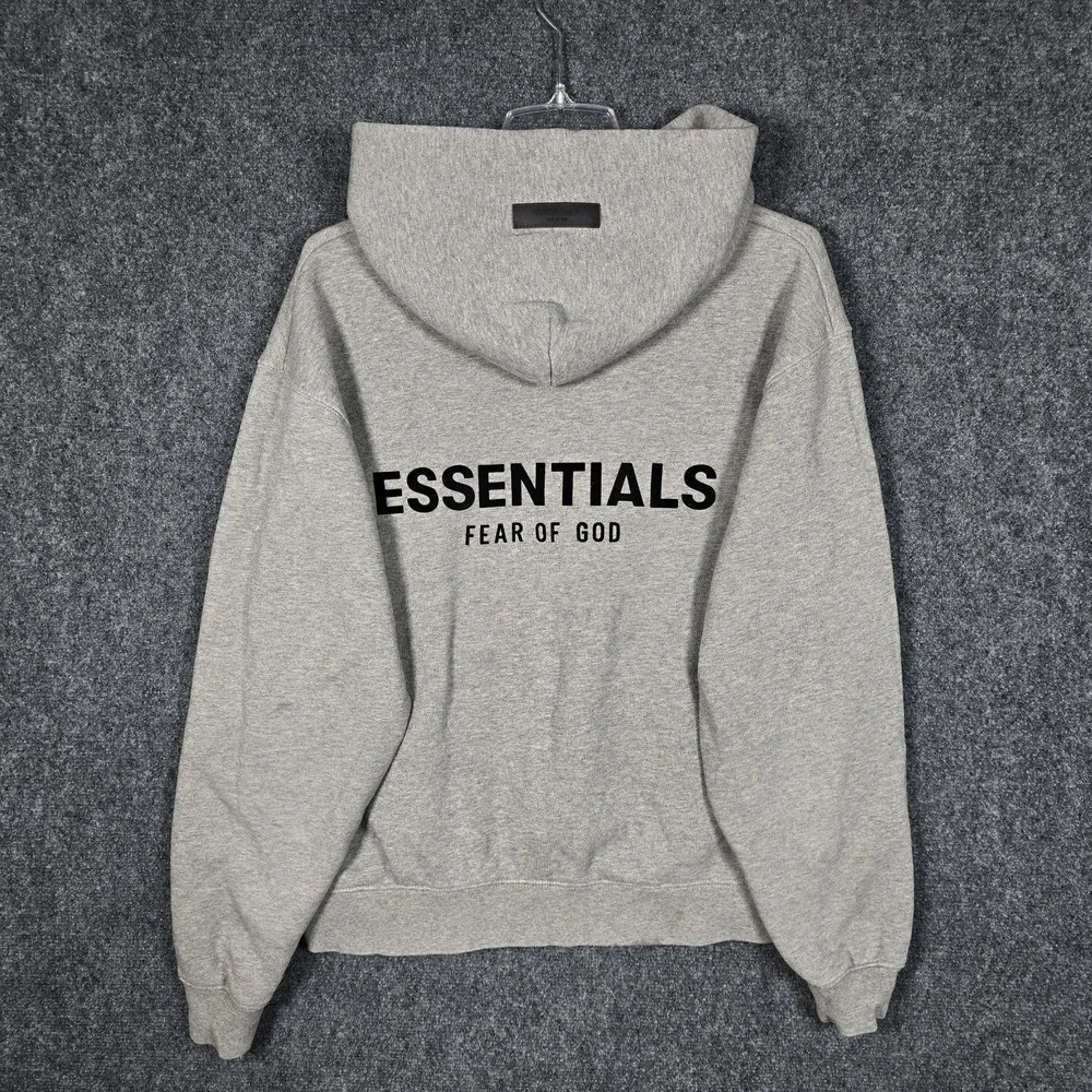 Fear of God Essentials Hoodie Mens Size Small Dark Oatmeal Gray Sweatshirt FLAW